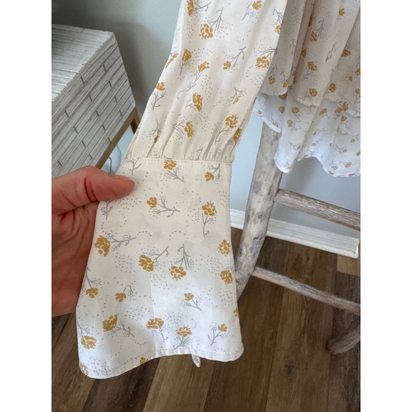 Free People Modern Muse floral tie-neck button-down blouse in cream/yellow‎ XS - Picture 7 of 10